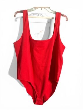 a new day Red Scoop Neck Ribbed Bodysuit